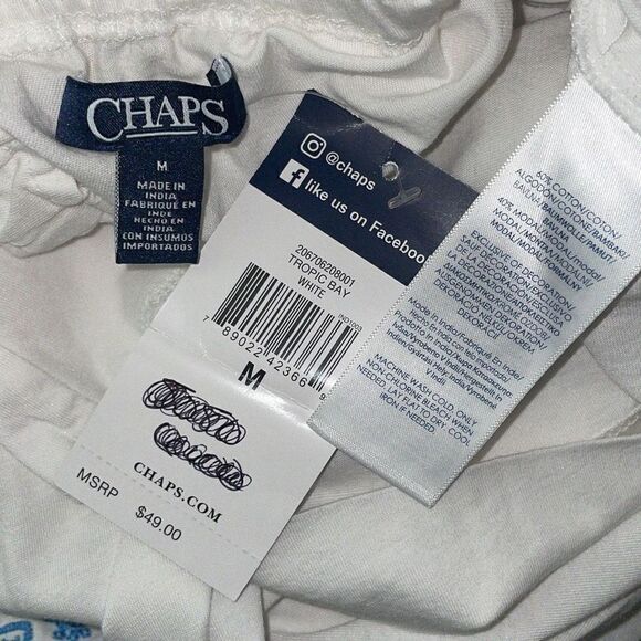 Chaps NEW $49 Tropic Bay Boho Off Shoulder Embroidered Bell Sleeve Top M - Picture 4 of 8